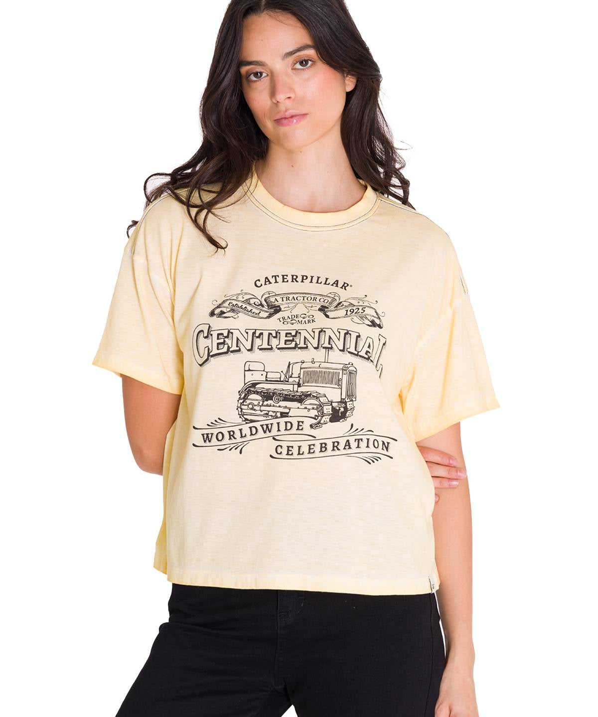 Polera Manga Corta Casual Mujer BOXY CENTENNIAL GRAPHIC TEE Blanca Cat