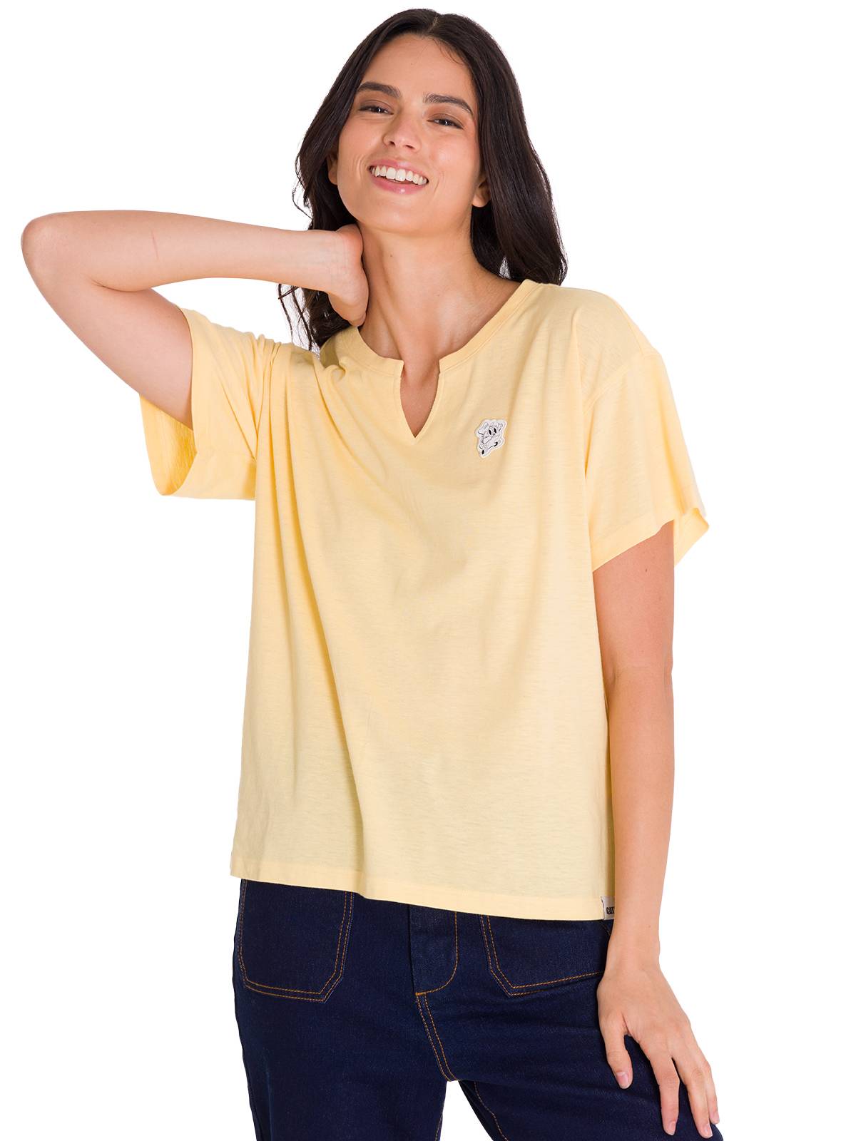 Polera Manga Corta Casual Mujer NOTCH NECK DANNY GRAPHIC TEE Vainilla Cat