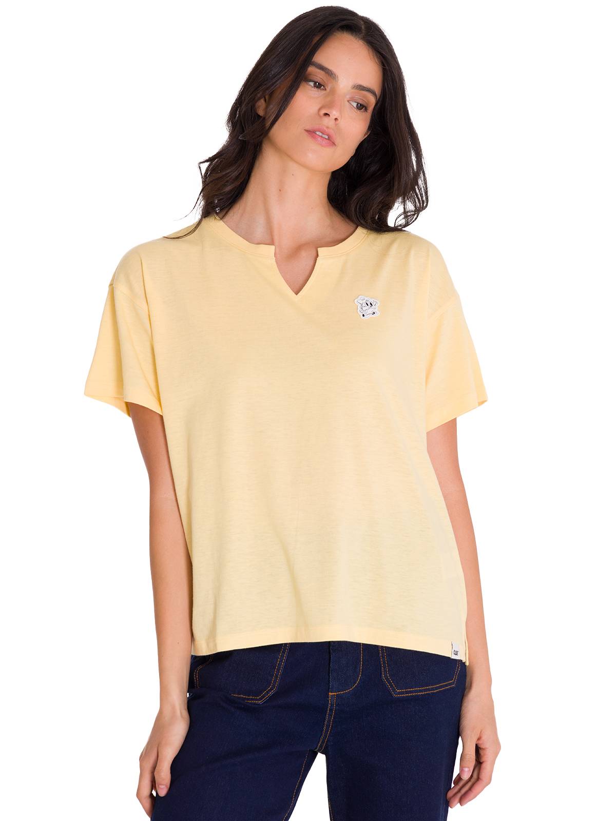 Polera Manga Corta Casual Mujer NOTCH NECK DANNY GRAPHIC TEE Vainilla Cat