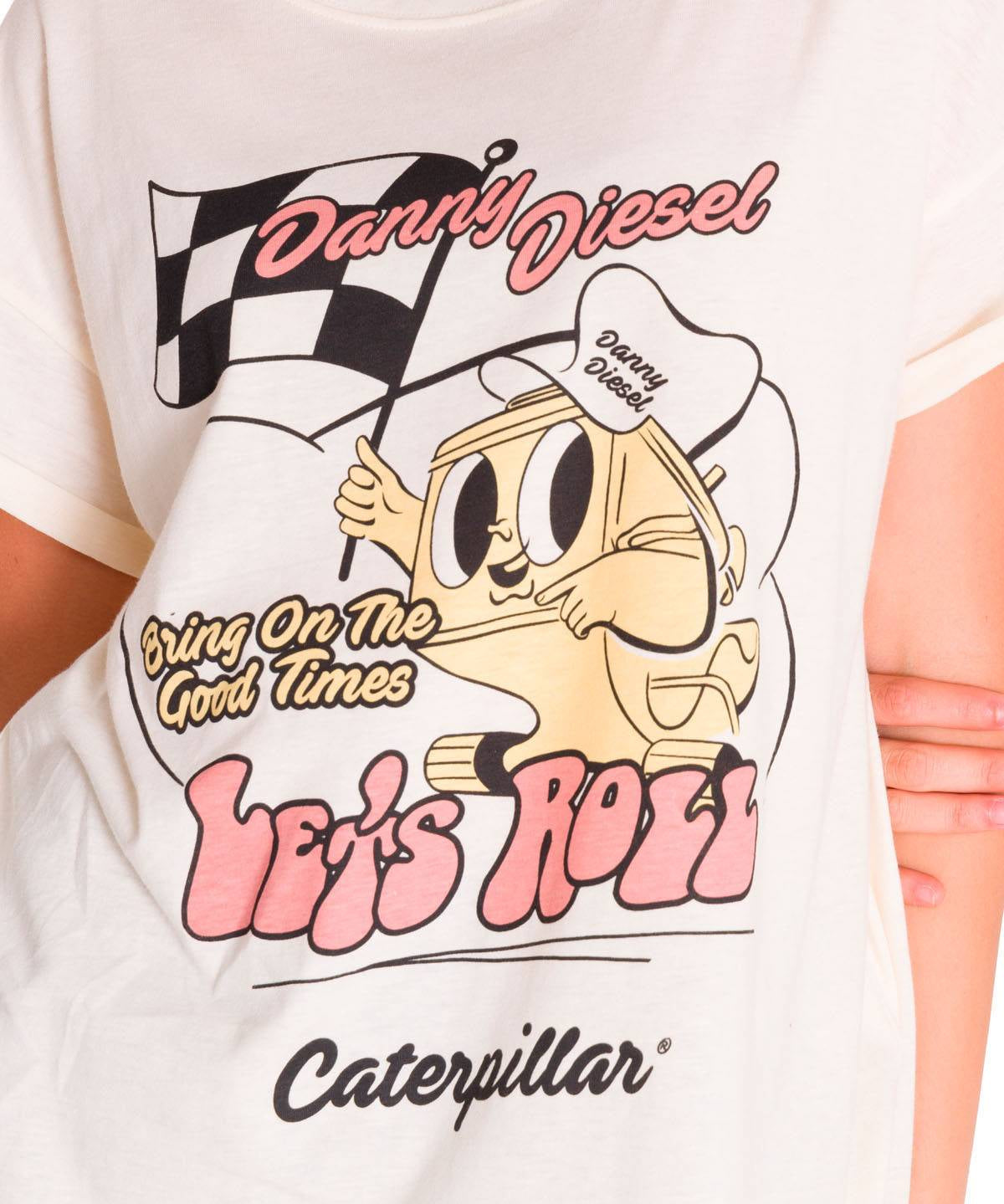 Polera Manga Corta Casual Mujer RELAXED DANNY GRAPHIC TEE Blanca Cat
