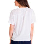 Polera Manga Corta Casual Mujer NOTCH NECK EMBROIDERED FLORAL TEE Blanca Cat