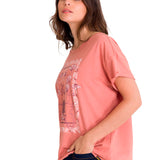Polera Manga Corta Casual Mujer RELAXED FLORAL GRAPHIC TEE Rosada Cat