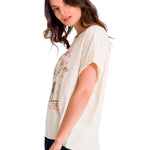 Polera Manga Corta Casual Mujer RELAXED FLORAL GRAPHIC TEE Blanca Cat
