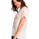Polera Manga Corta Casual Mujer RELAXED FLORAL GRAPHIC TEE Blanca Cat