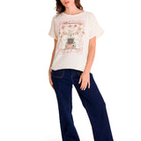 Polera Manga Corta Casual Mujer RELAXED FLORAL GRAPHIC TEE Blanca Cat