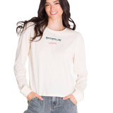 Polera Manga Larga Casual Mujer L/S FLORAL GRAPHIC TEE Blanca Cat