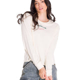 Polera Manga Larga Casual Mujer L/S FLORAL GRAPHIC TEE Blanca Cat