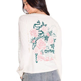 Polera Manga Larga Casual Mujer L/S FLORAL GRAPHIC TEE Blanca Cat