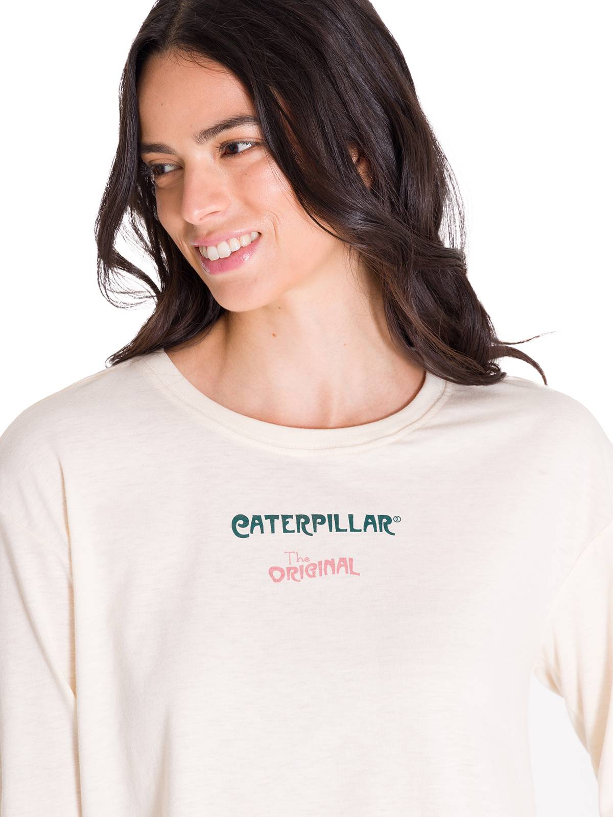 Polera Manga Larga Casual Mujer L/S FLORAL GRAPHIC TEE Blanca Cat