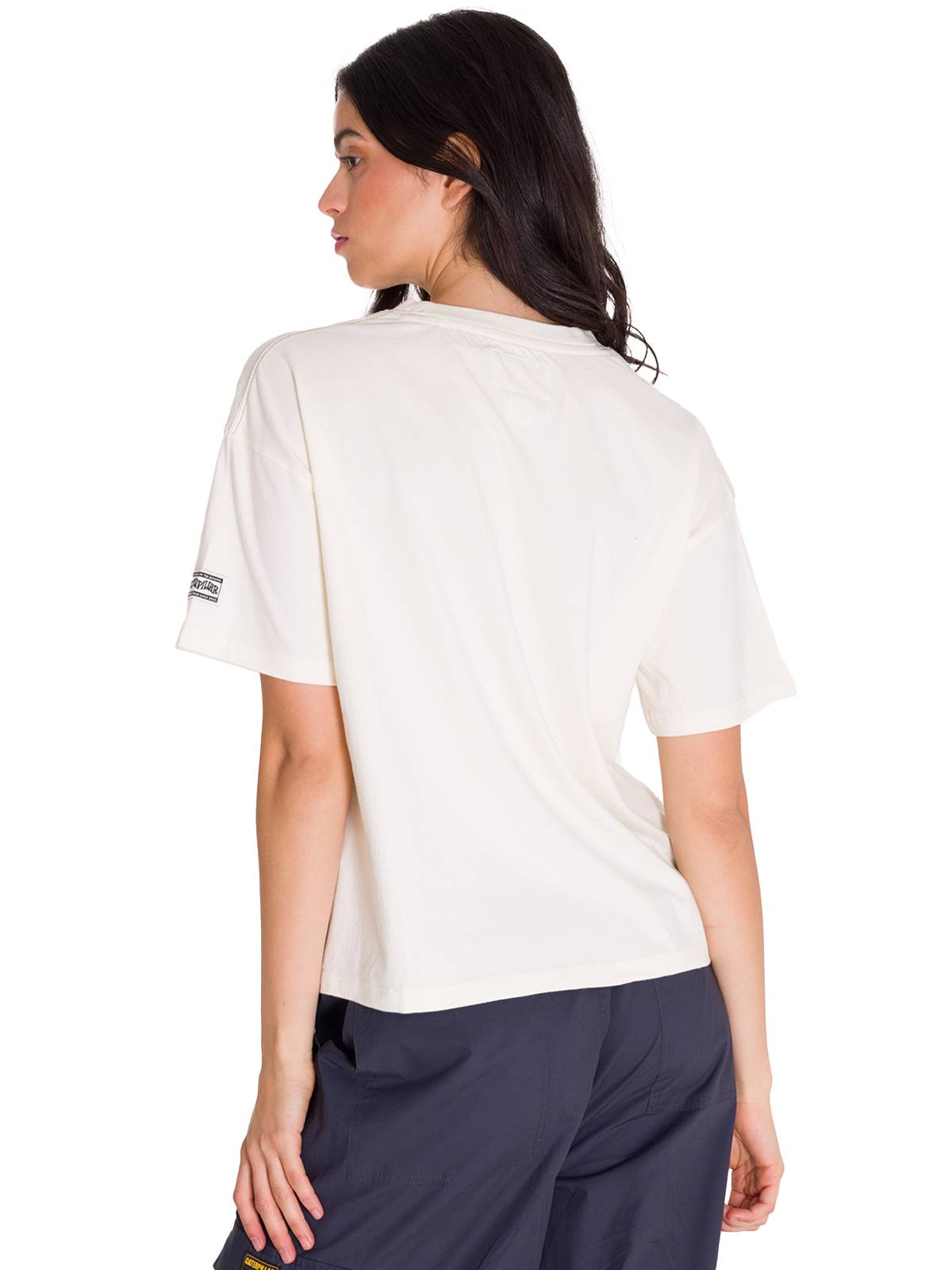 Polera Manga Corta Casual Mujer BOXY HEAVYWEIGHT HERITAGE 1925 GRAPHIC TEE Blanca Cat