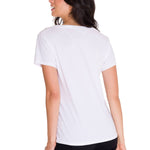 Polera Manga Corta Cuello V Mujer CAT METALLIC SCRIPT V-NECK TEE Blanca Cat