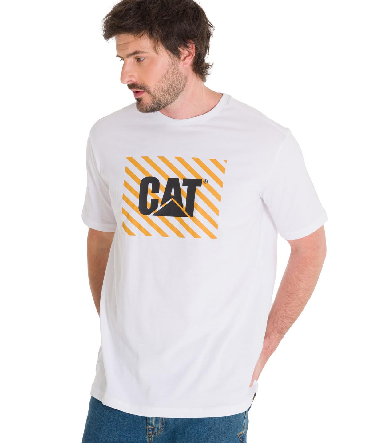 Polera Manga Corta Hombre EVERYDAY WORKWEAR GRAPHIC TEE Blanca Cat