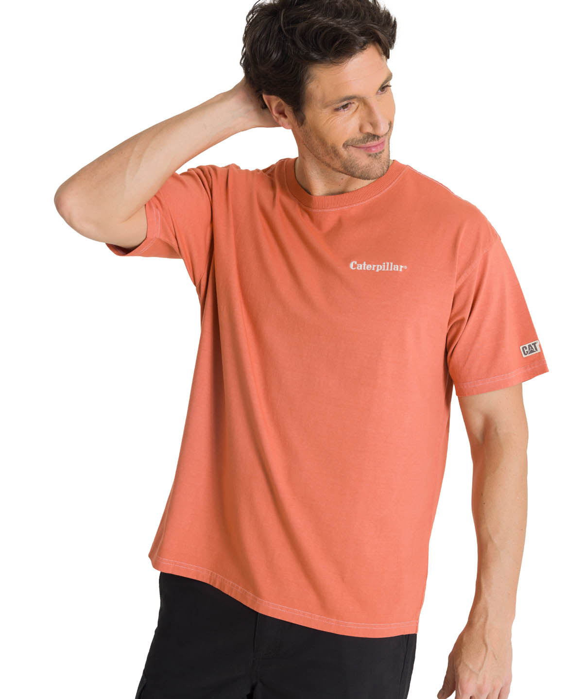 Polera Casual Hombre Heavyweight Relaxed Terracota CAT