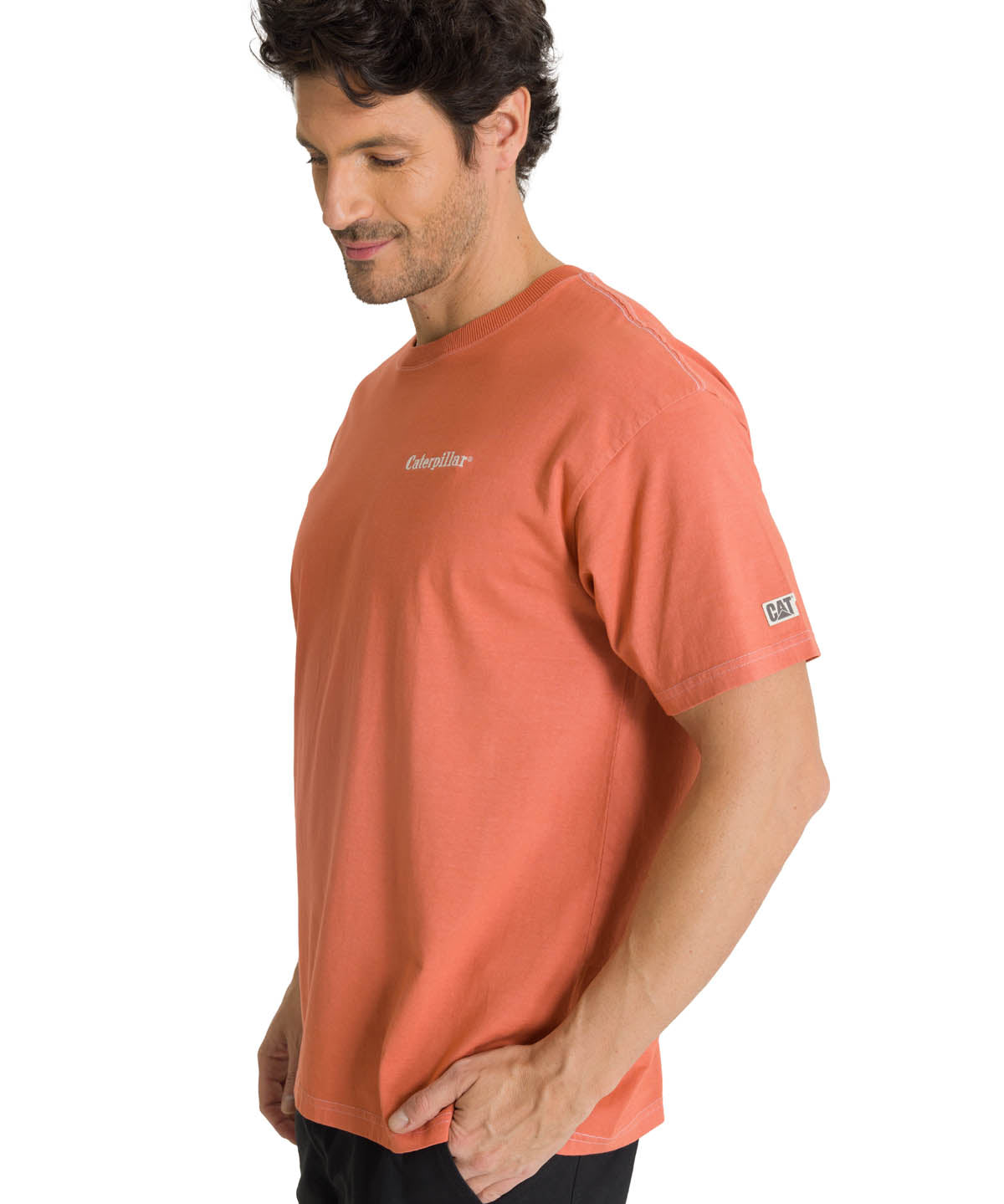 Polera Casual Hombre Heavyweight Relaxed Terracota CAT