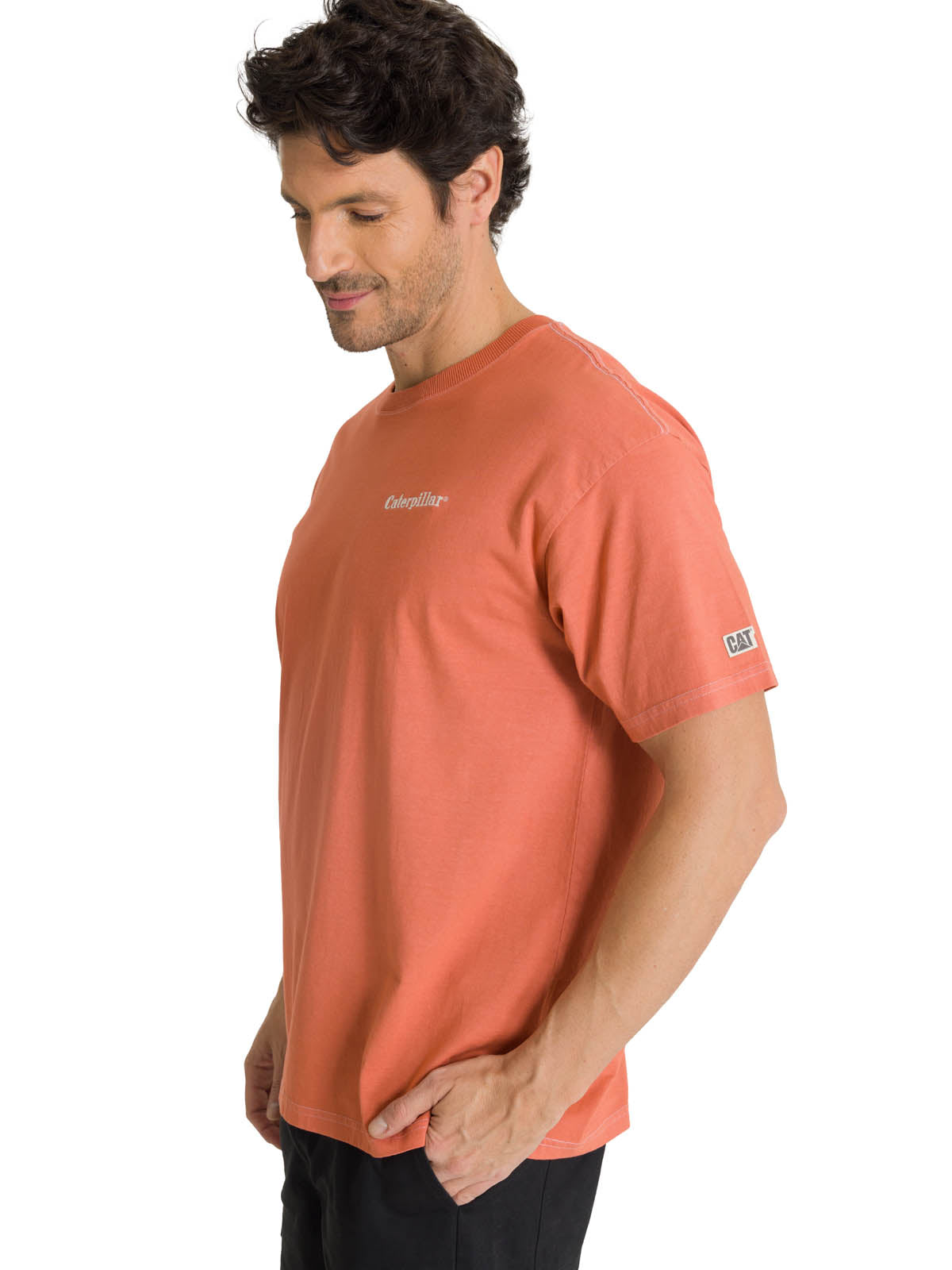 Polera Casual Hombre Heavyweight Relaxed Terracota CAT