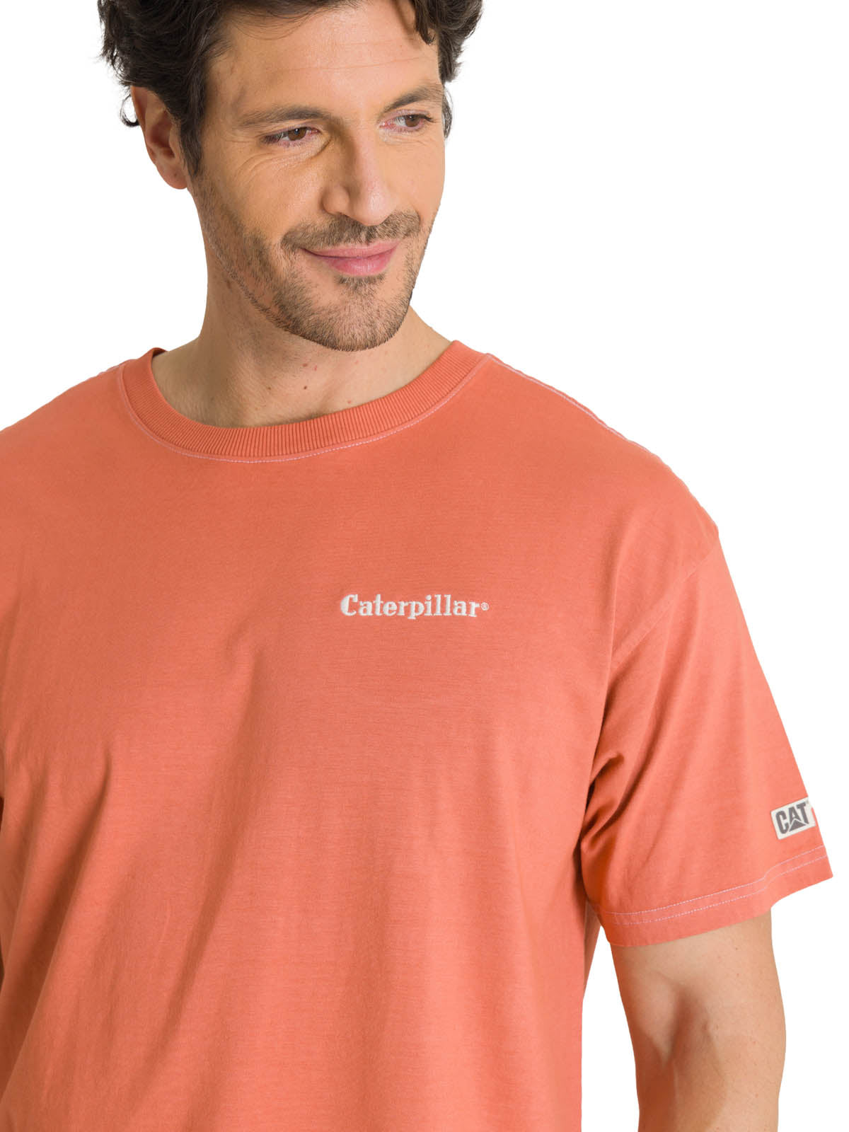 Polera Casual Hombre Heavyweight Relaxed Terracota CAT