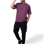 Polera Manga Corta Hombre Heavyweight Relaxed Burdeo Cat
