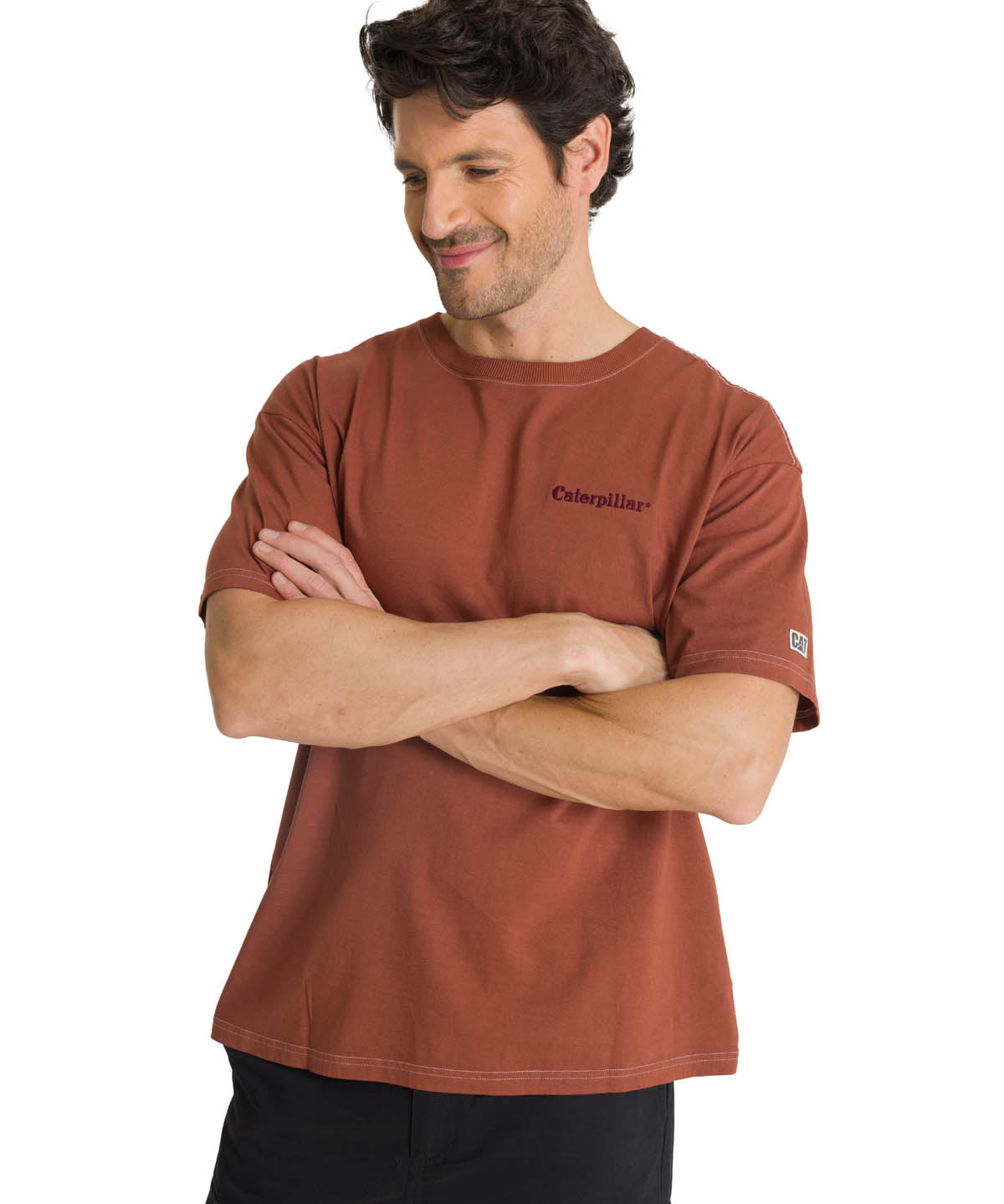 Polera Casual Hombre Heavyweight Relaxed Ladrillo CAT