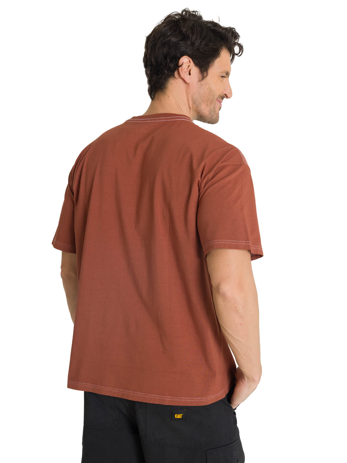 Polera Casual Hombre Heavyweight Relaxed Ladrillo CAT