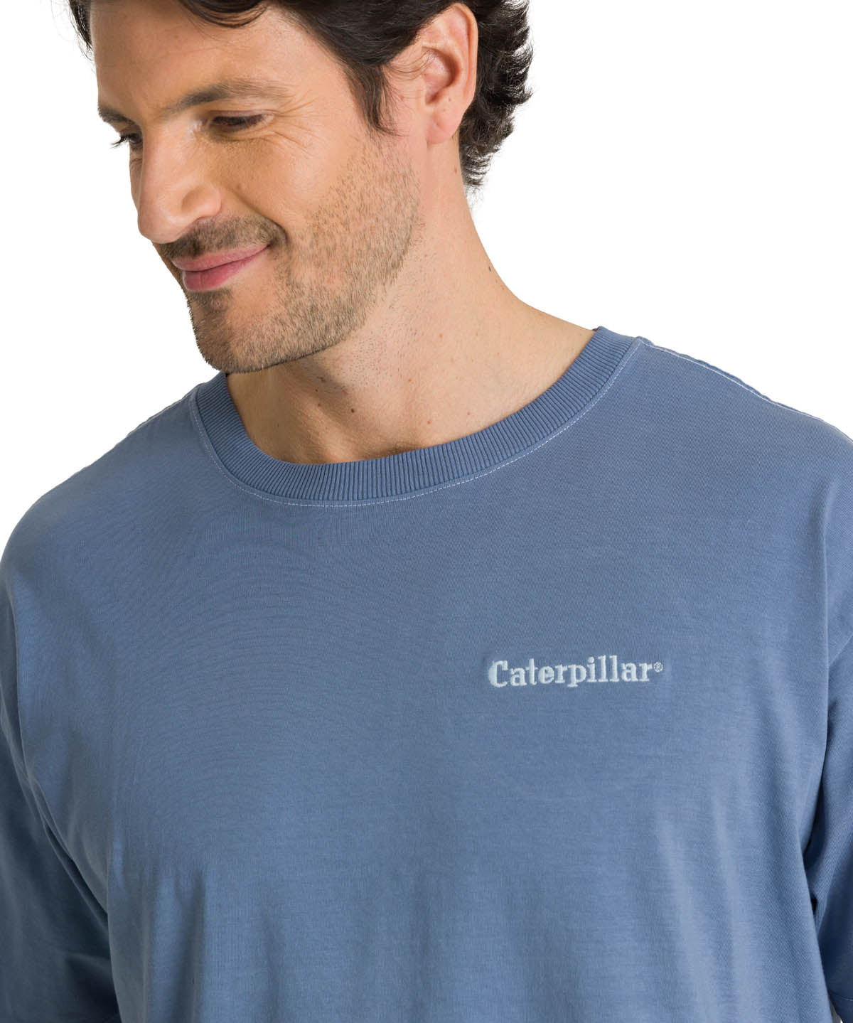 Polera Casual Hombre Heavyweight Relaxed Azul CAT