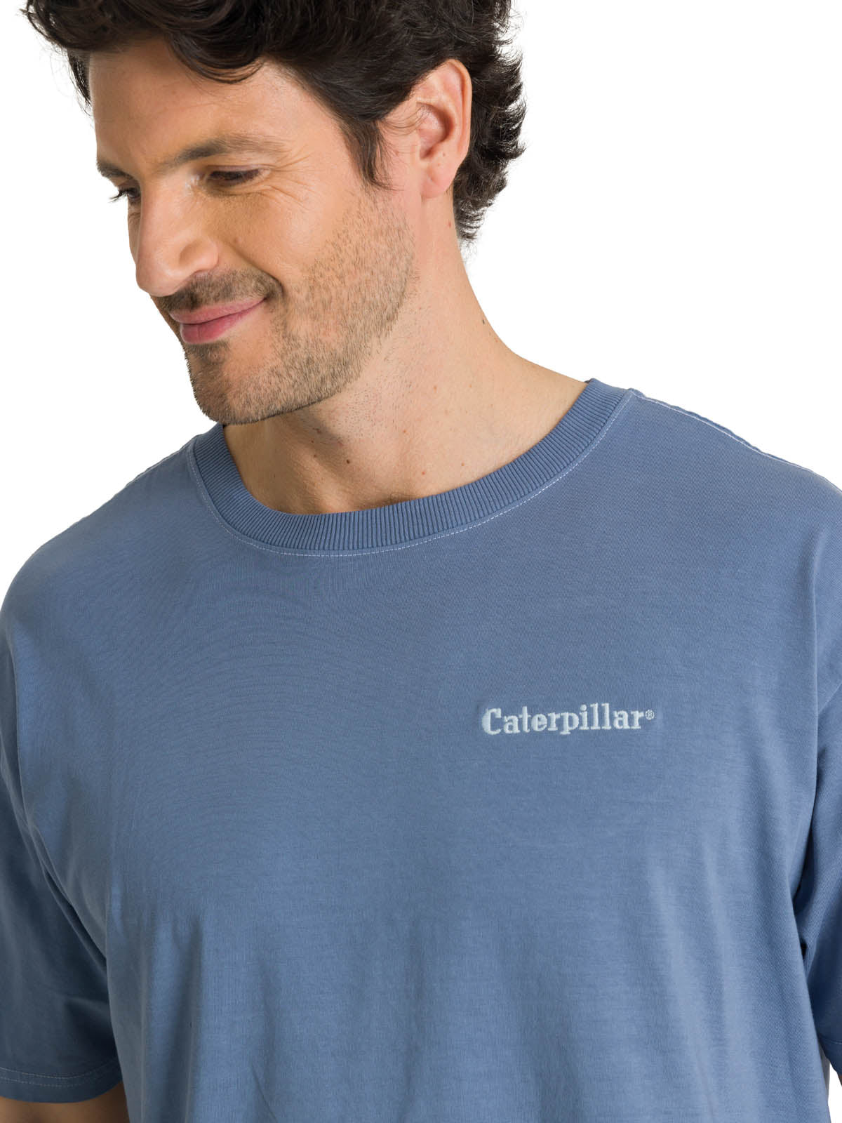 Polera Casual Hombre Heavyweight Relaxed Azul CAT