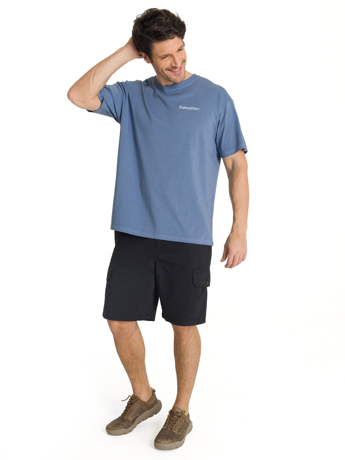 Polera Casual Hombre Heavyweight Relaxed Azul CAT