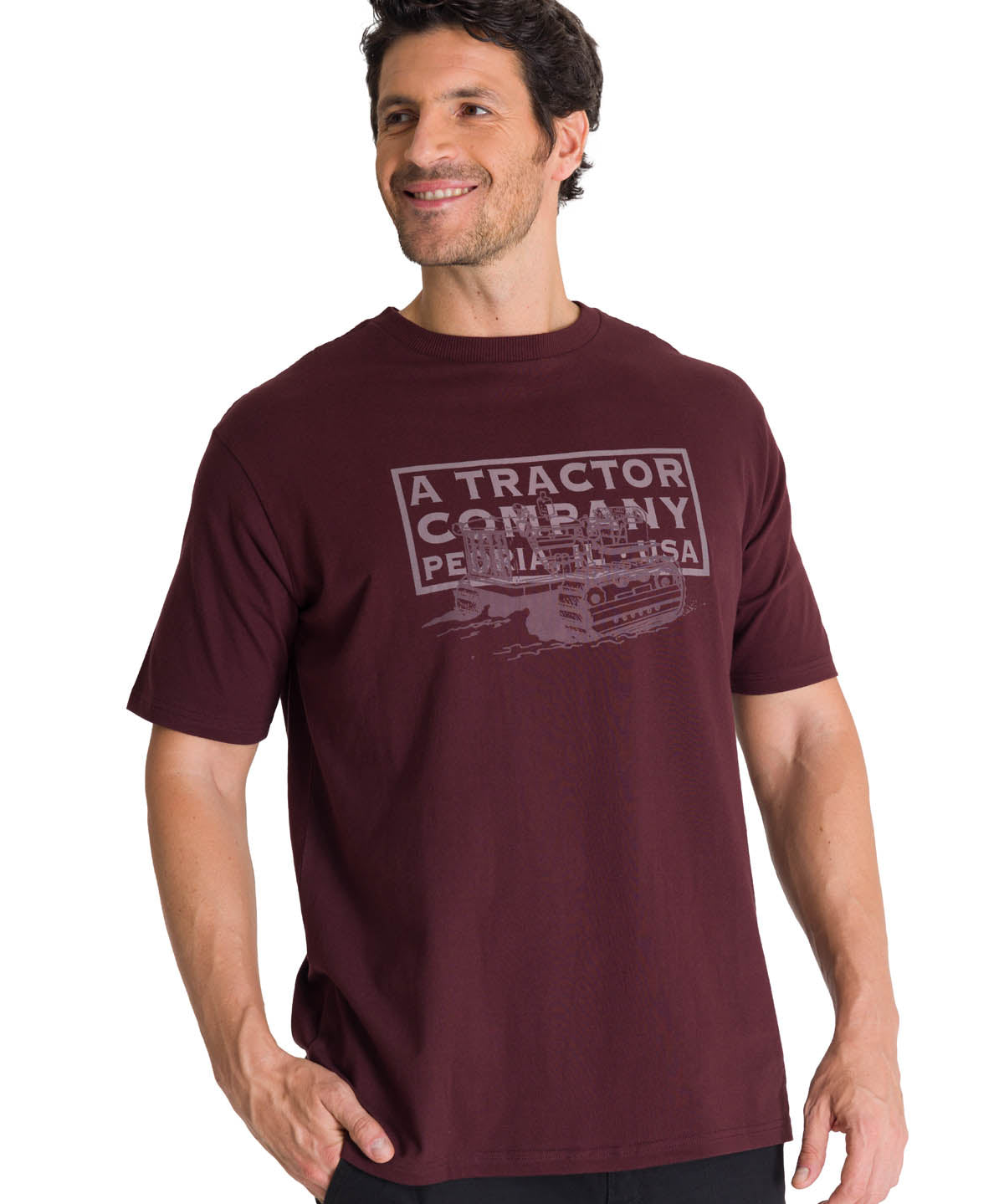 Polera Manga Corta Hombre Heritage Tractor Morado CAT