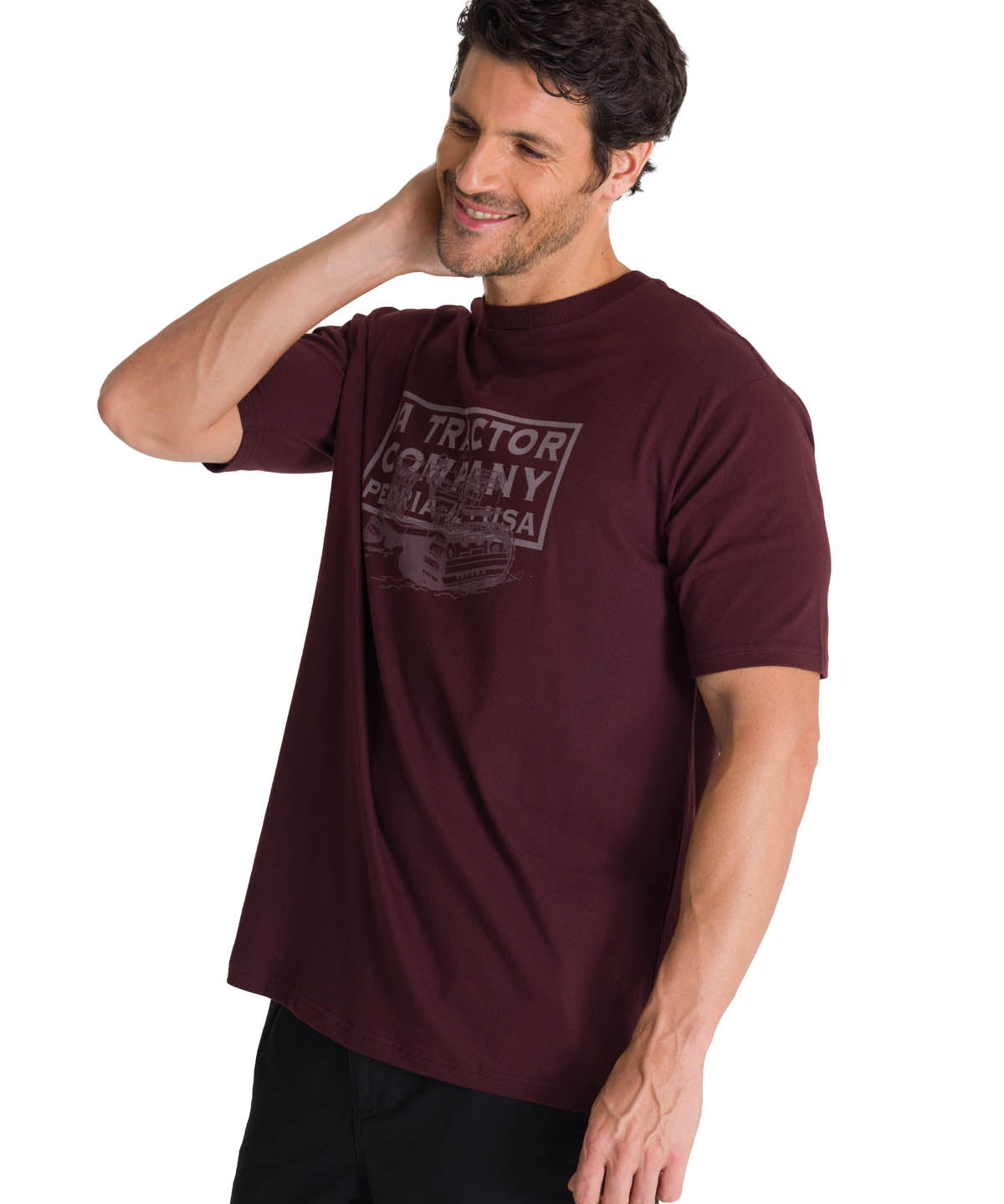 Polera Manga Corta Hombre Heritage Tractor Morado CAT