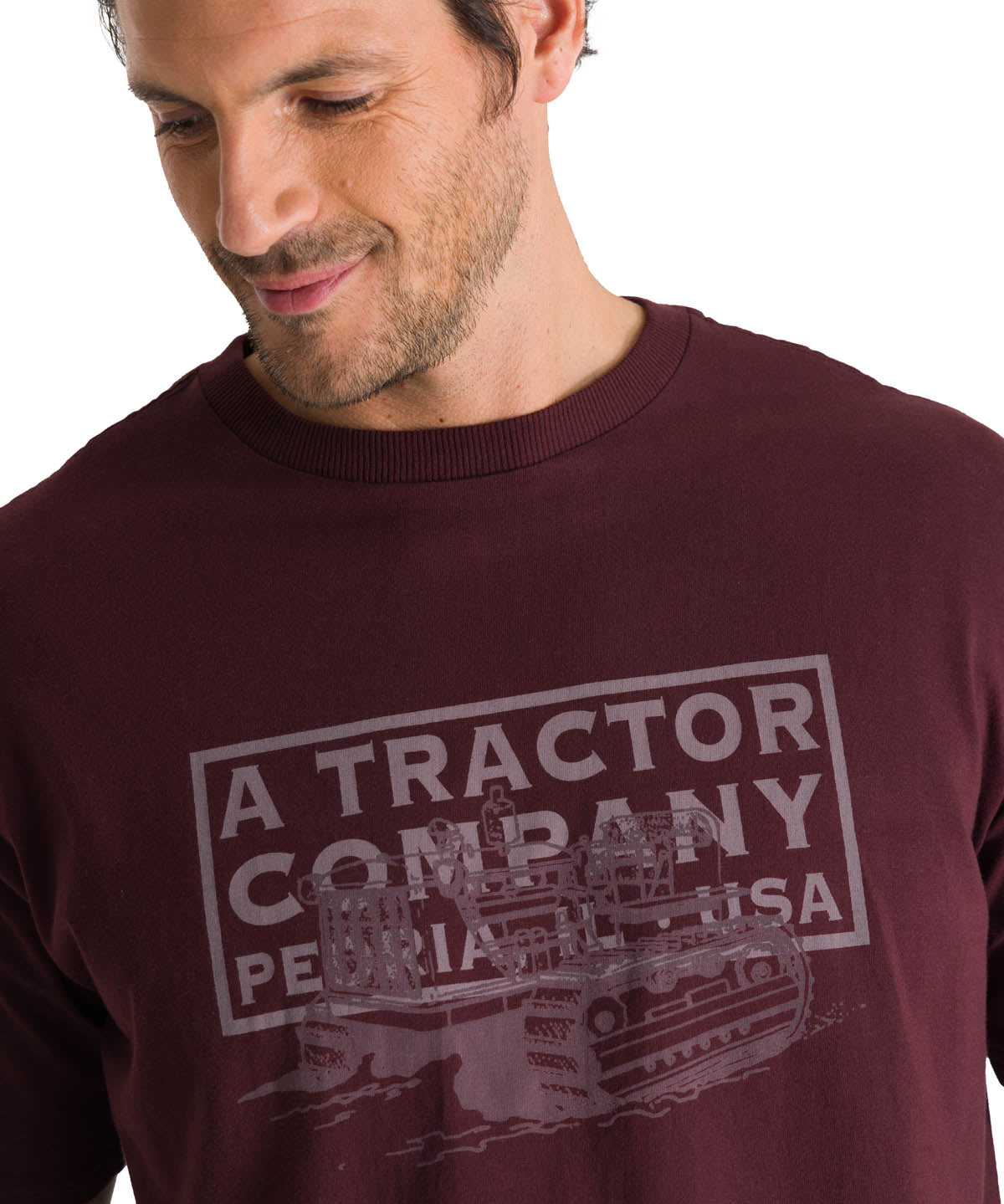 Polera Manga Corta Hombre Heritage Tractor Morado CAT