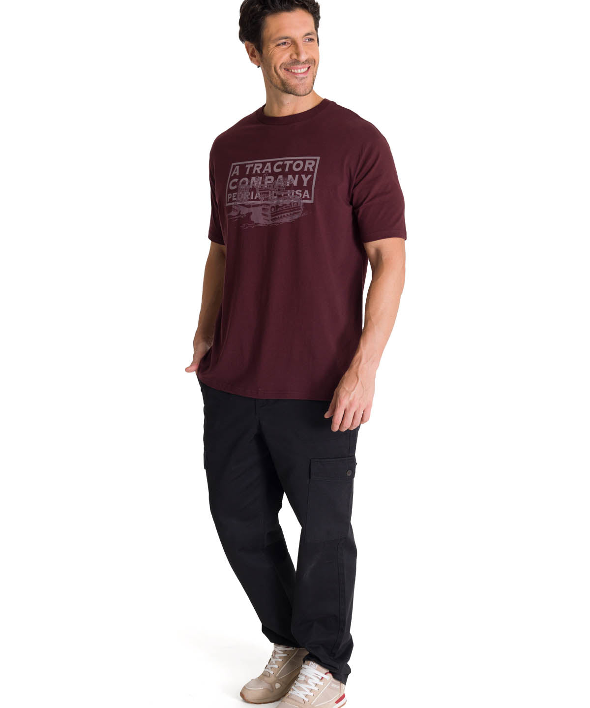 Polera Manga Corta Hombre Heritage Tractor Morado CAT