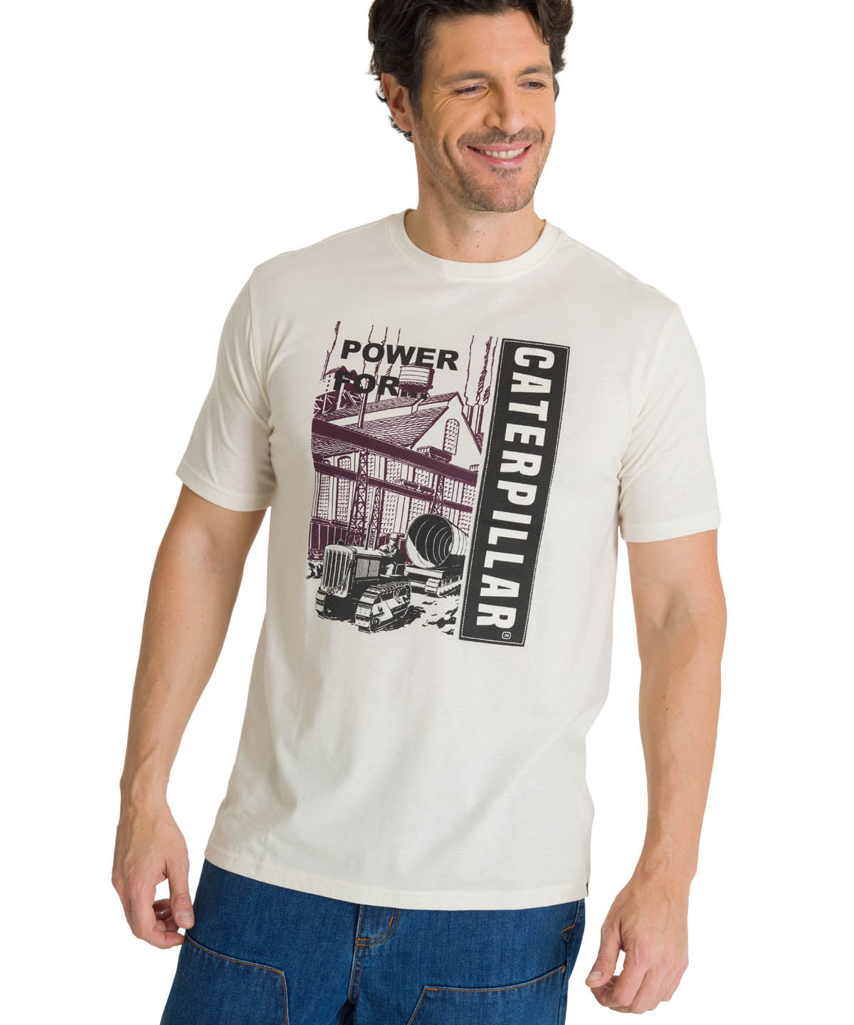 Polera Manga Corta Hombre Heritage Power For Crema CAT