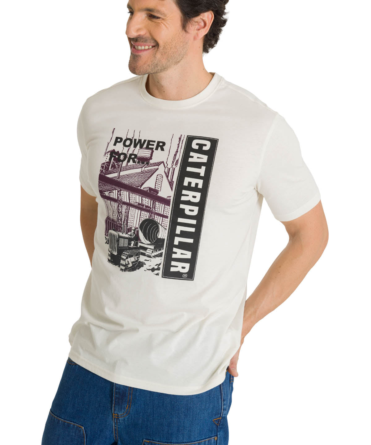 Polera Manga Corta Hombre Heritage Power For Crema CAT