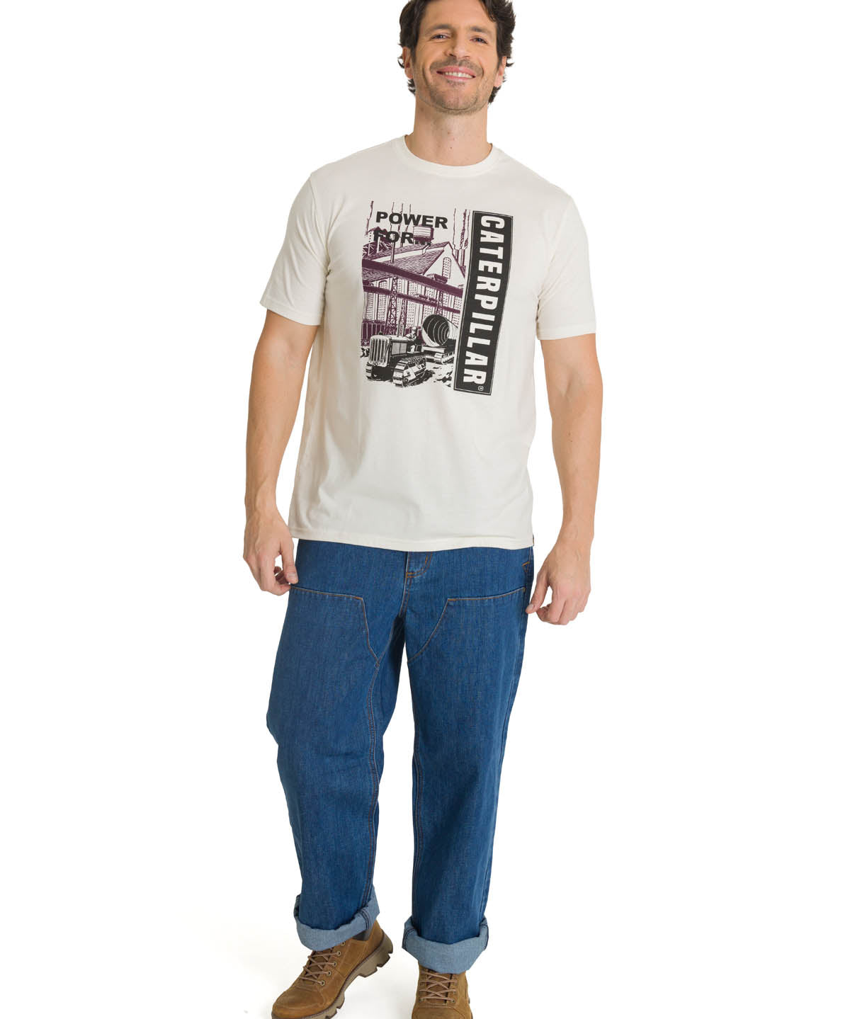 Polera Manga Corta Hombre Heritage Power For Crema CAT