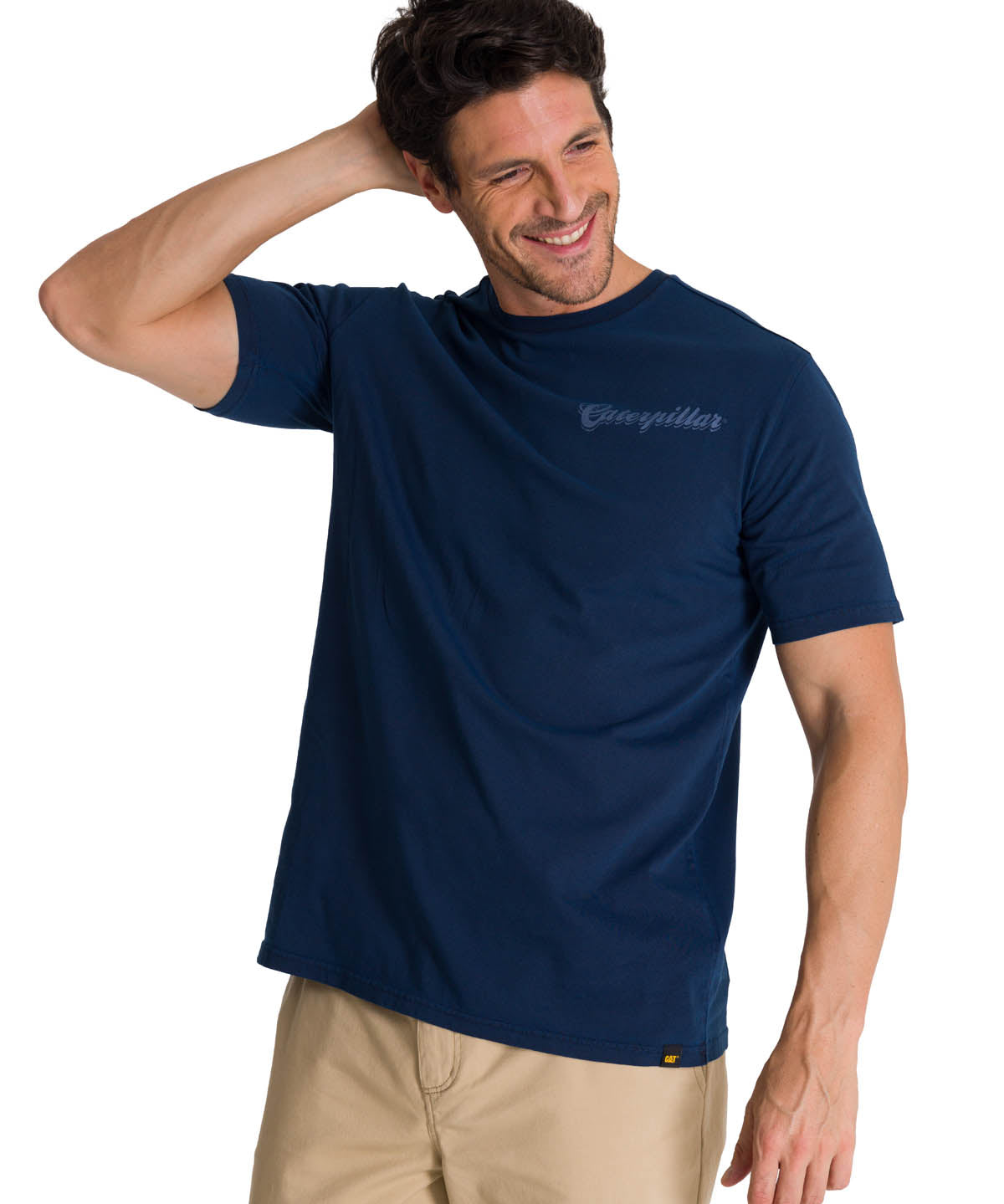 Polera Manga Corta Hombre Heritage Hard Work Azul CAT