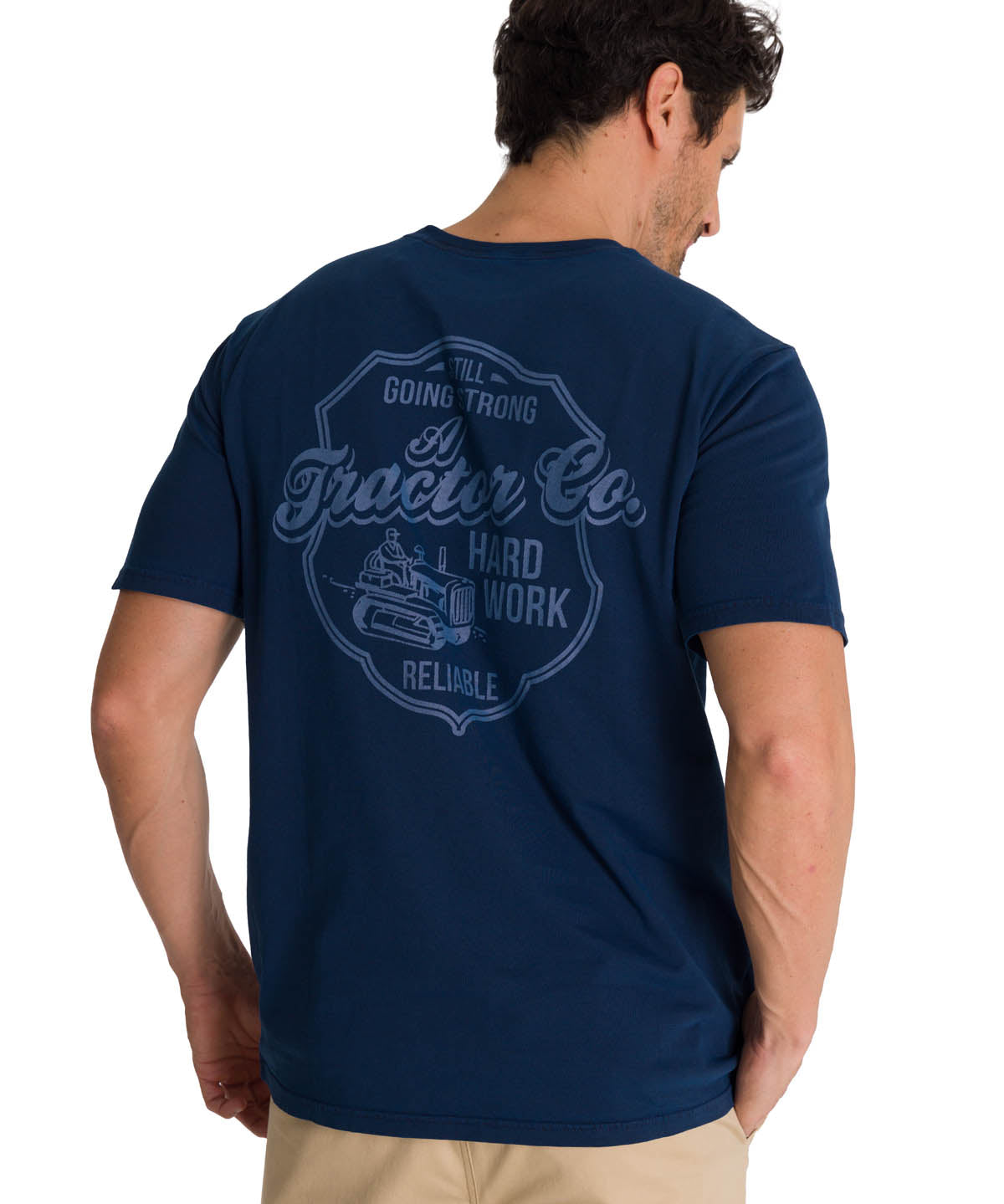 Polera Manga Corta Hombre Heritage Hard Work Azul CAT