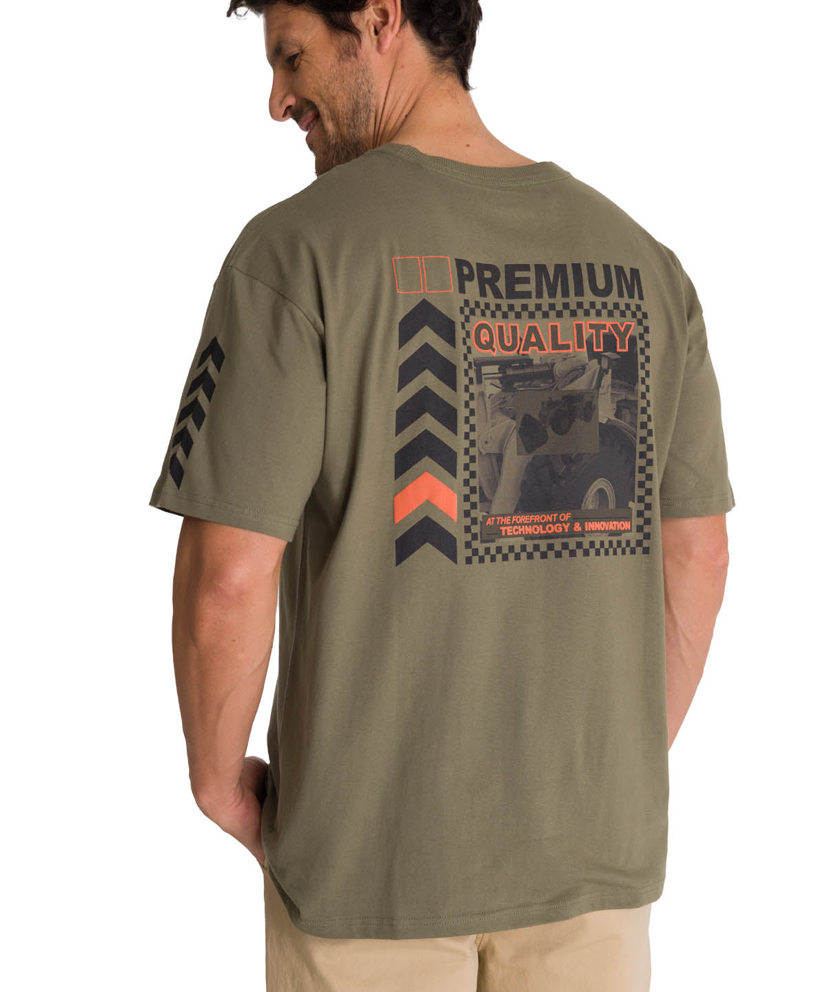 Polera Manga Corta Hombre Premiun Quality Oliva CAT