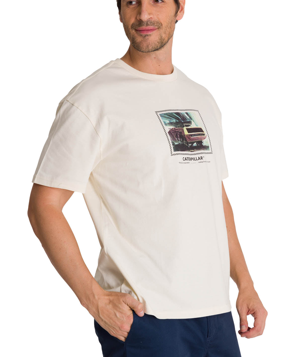 Polera Manga Corta Hombre Relaxed Innovation Blanco CAT