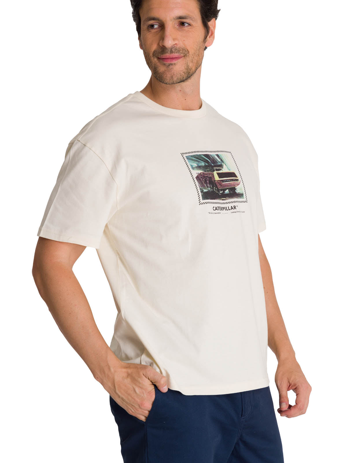 Polera Manga Corta Hombre Relaxed Innovation Blanco CAT