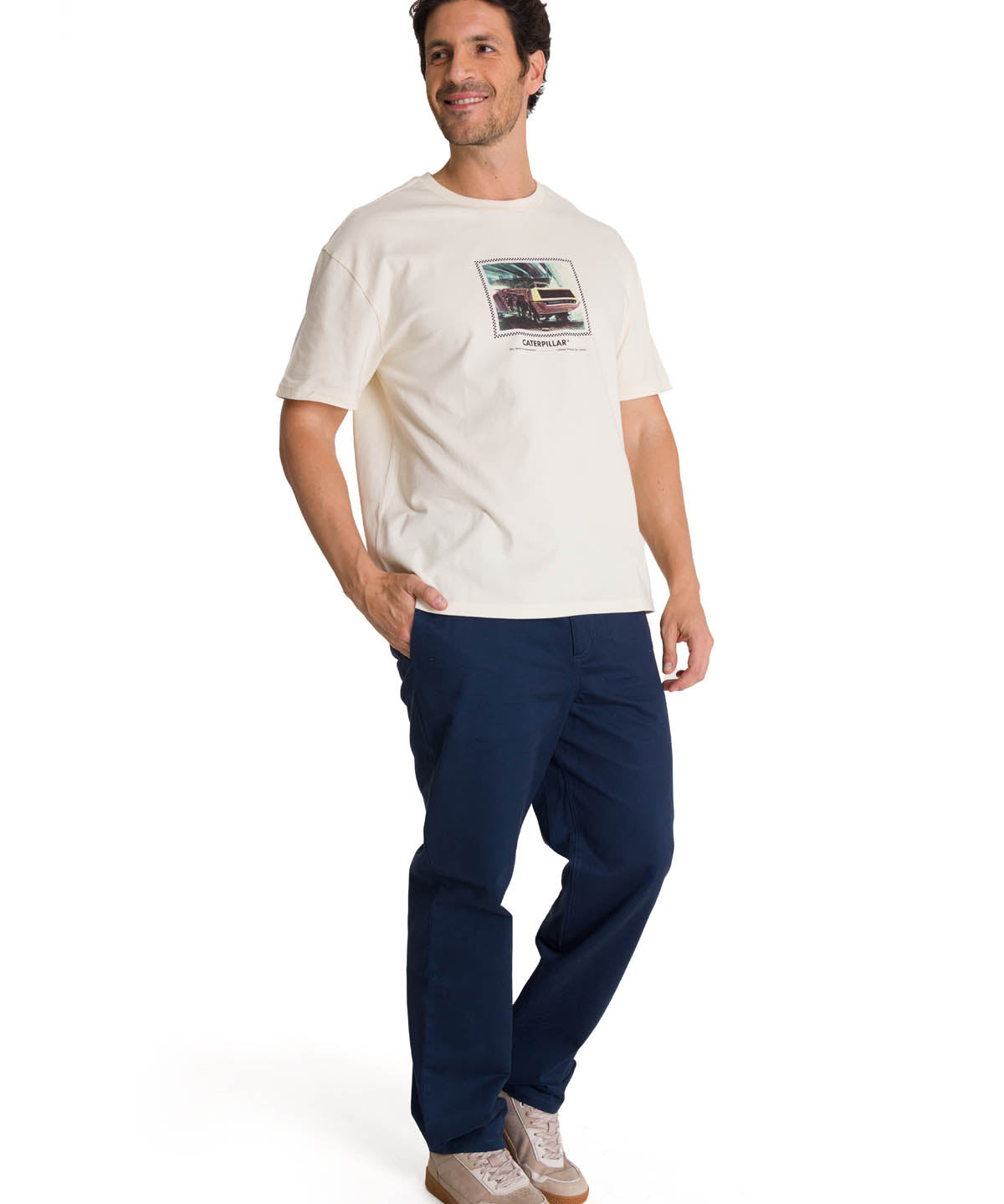 Polera Manga Corta Hombre Relaxed Innovation Blanco CAT