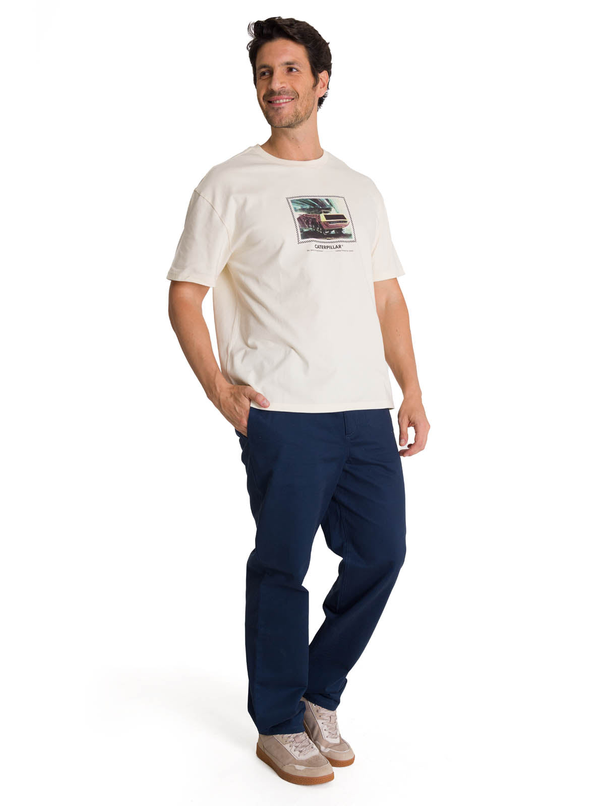 Polera Manga Corta Hombre Relaxed Innovation Blanco CAT