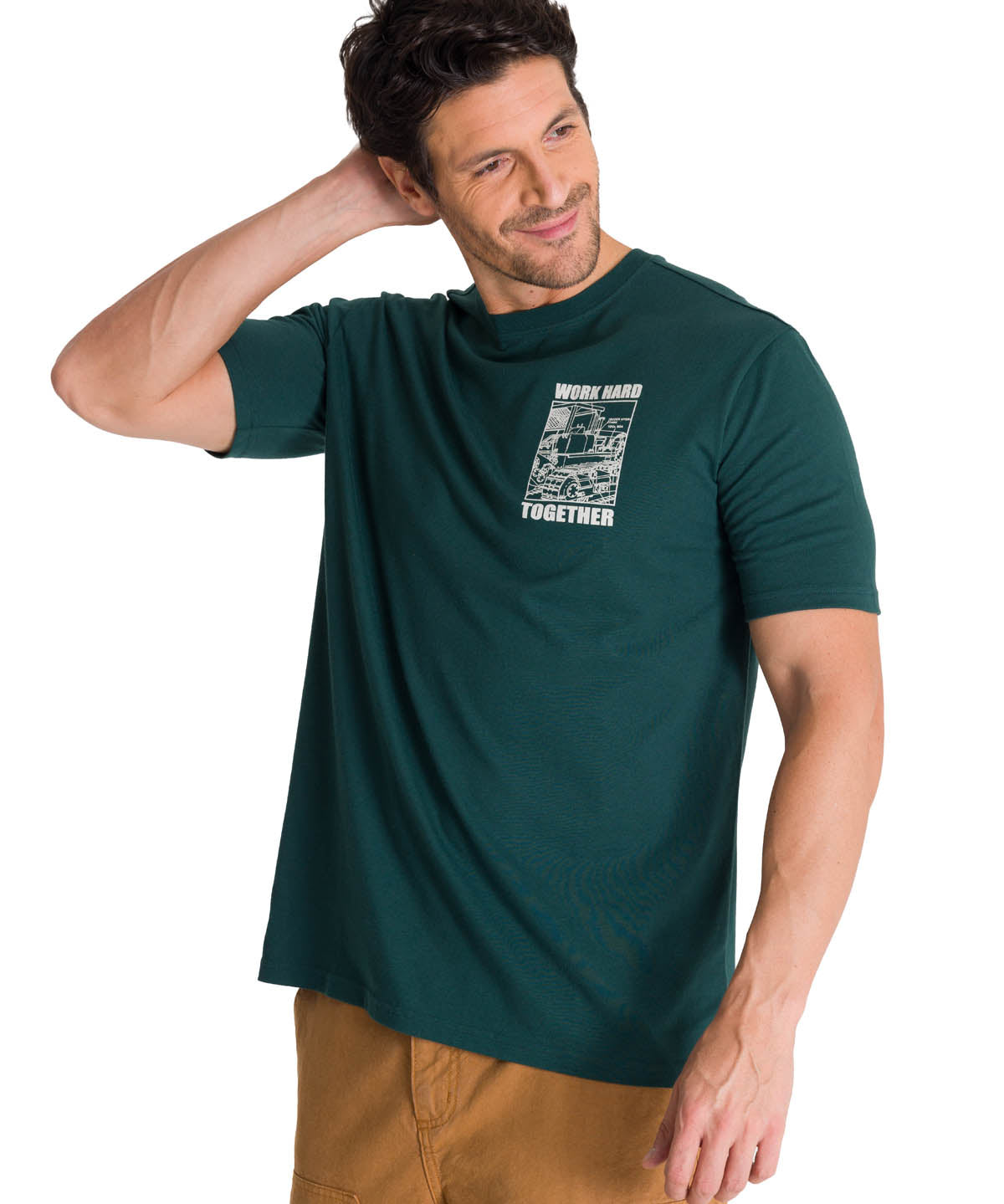 Polera Manga Corta Hombre Heritage Diseño Petroleo CAT