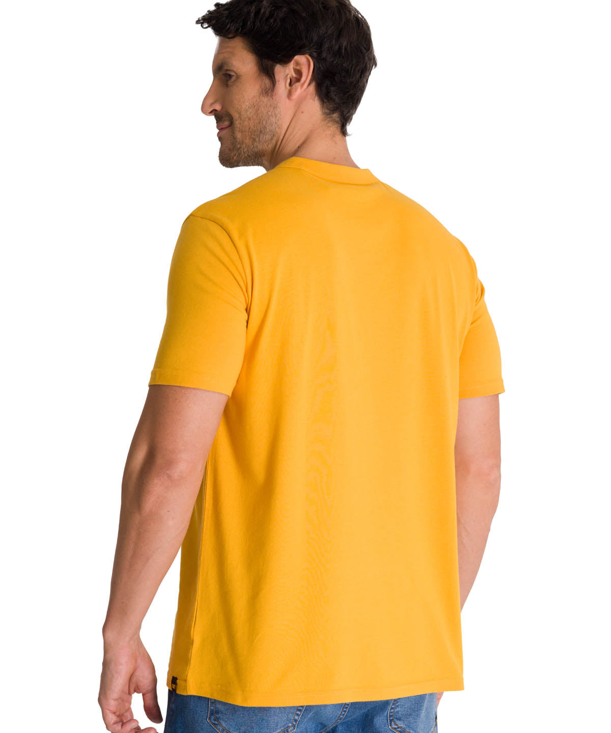Polera Manga Corta Hombre Original Tractor Amarillo CAT