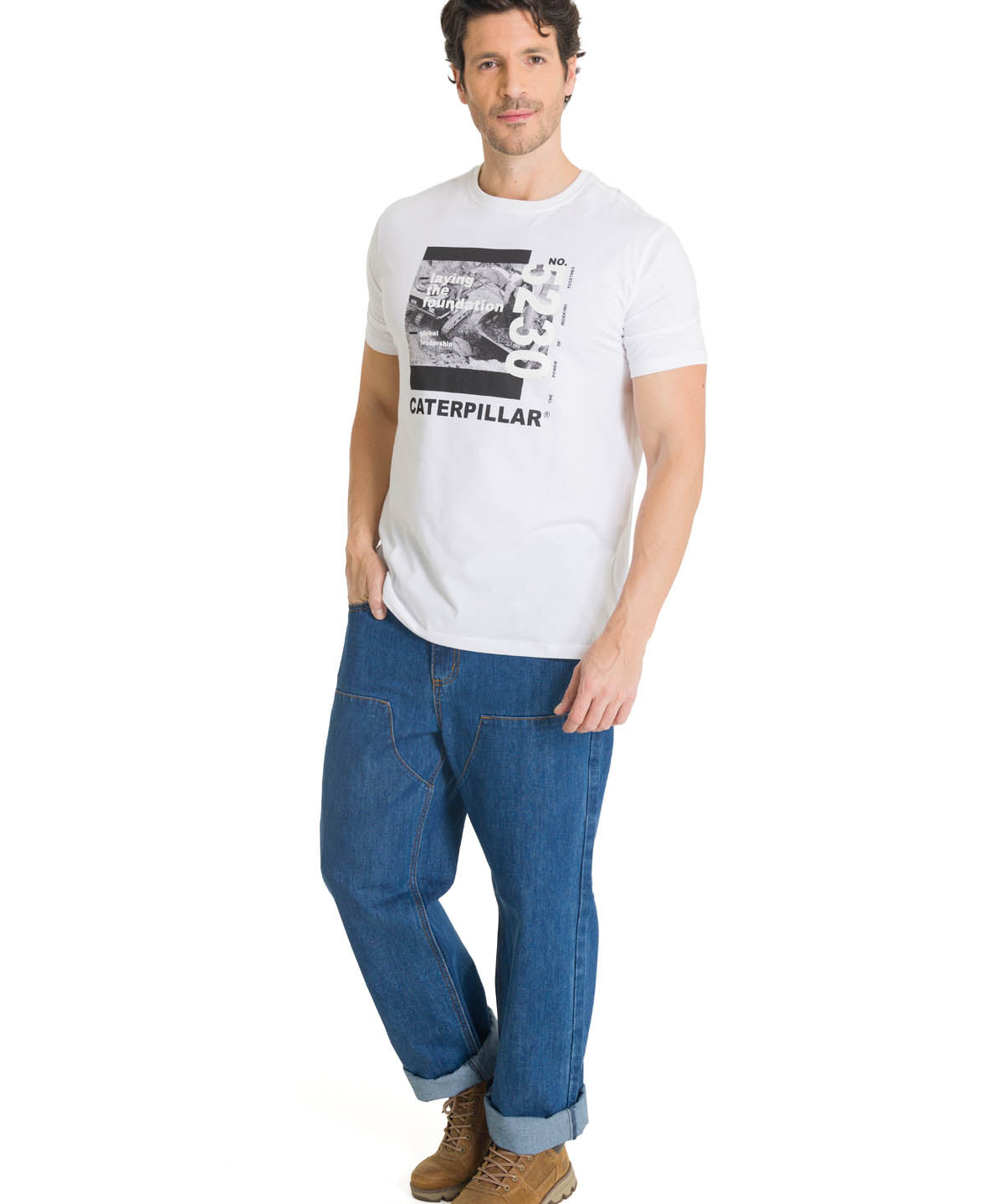Polera Manga Corta Hombre Everyday Workwear Blanco CAT