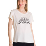Polera Manga Corta Mujer Crew Diseño Blanco CAT