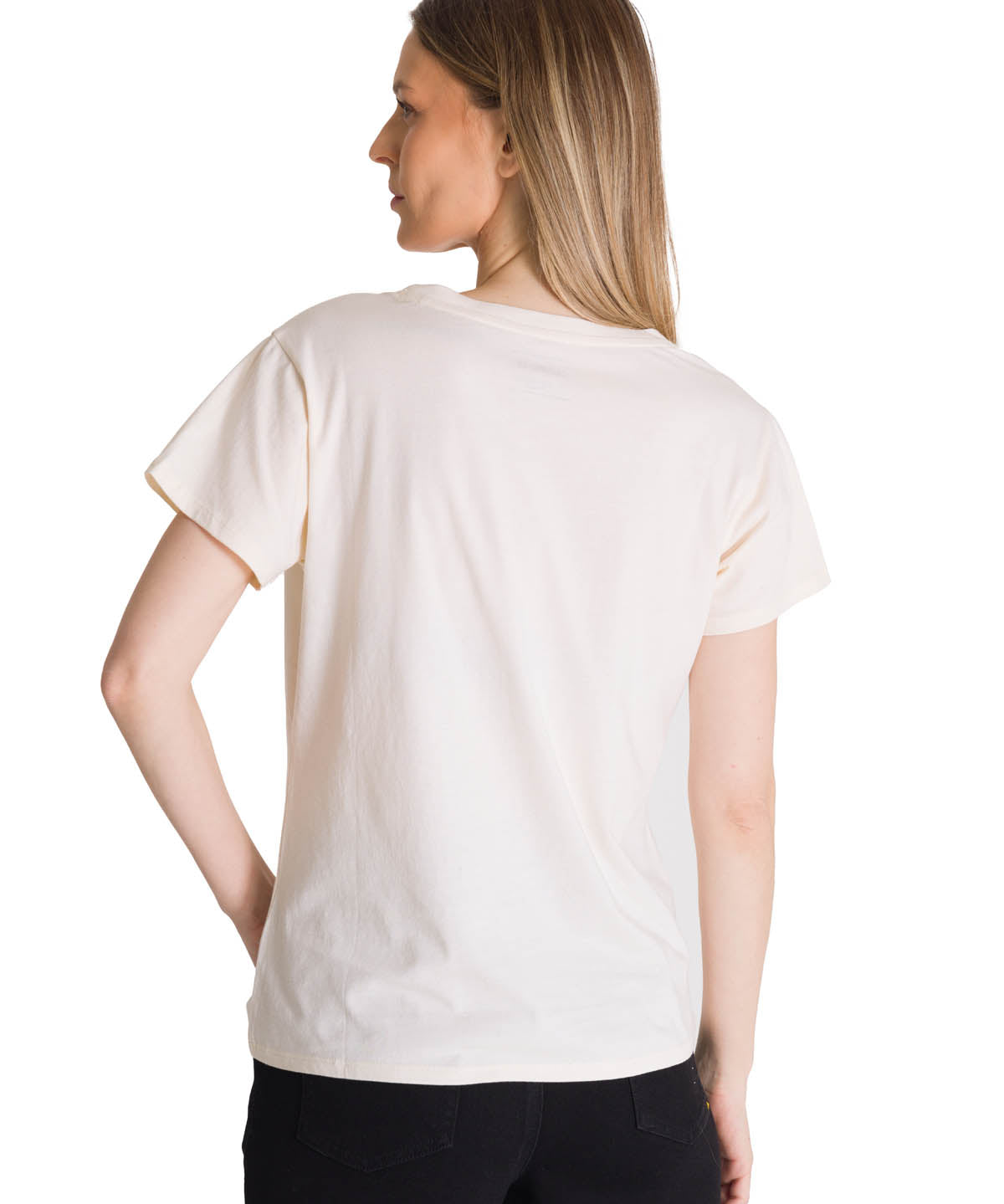 Polera Manga Corta Mujer Crew Diseño Blanco CAT