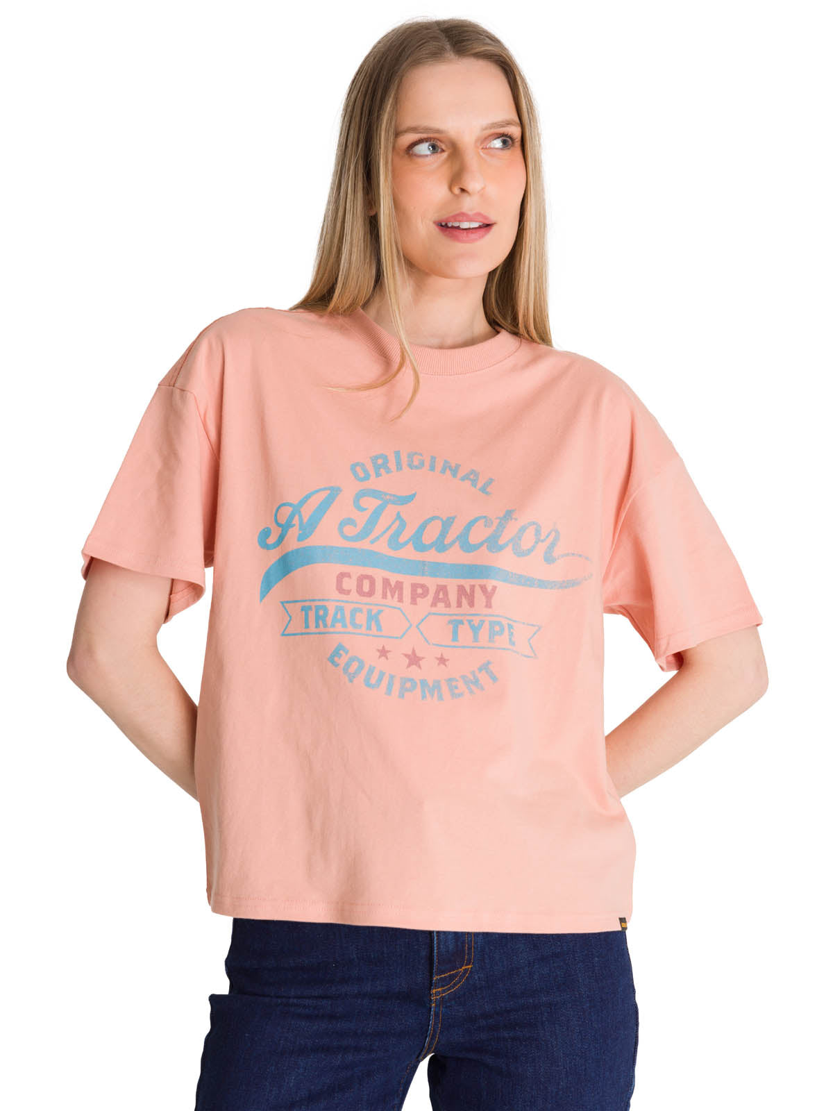 Polera Manga Corta Mujer Boxy Original Rosa CAT