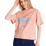 Polera Manga Corta Mujer Boxy Original Rosa CAT