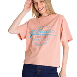 Polera Manga Corta Mujer Boxy Original Rosa CAT