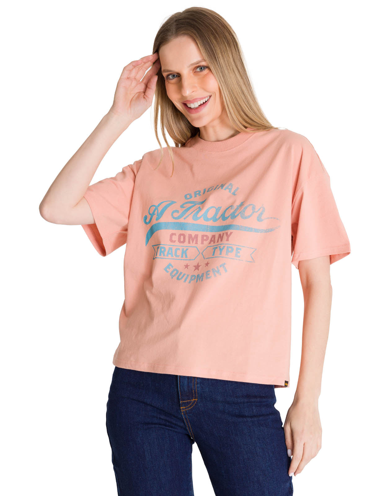 Polera Manga Corta Mujer Boxy Original Rosa CAT