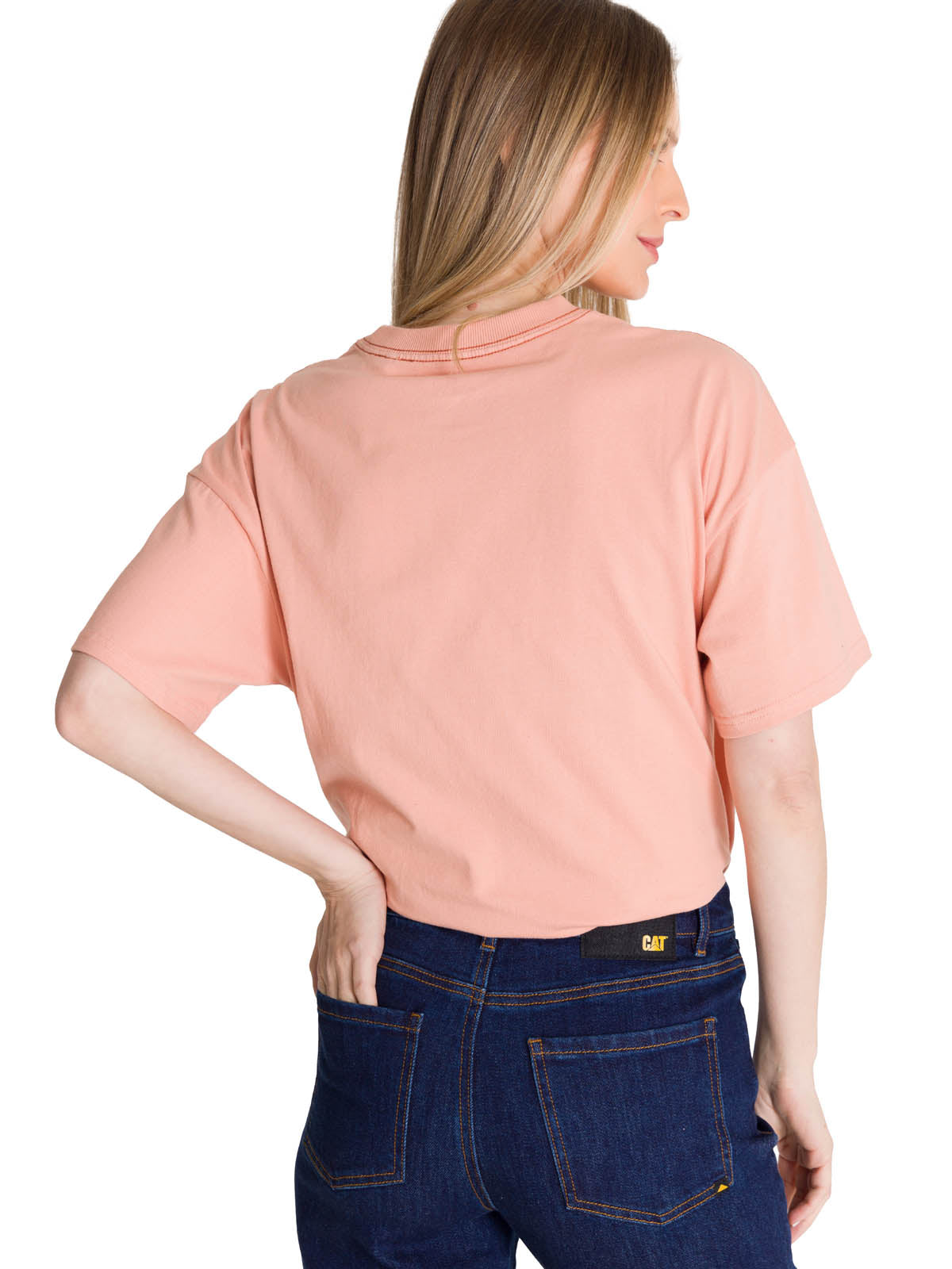 Polera Manga Corta Mujer Boxy Original Rosa CAT